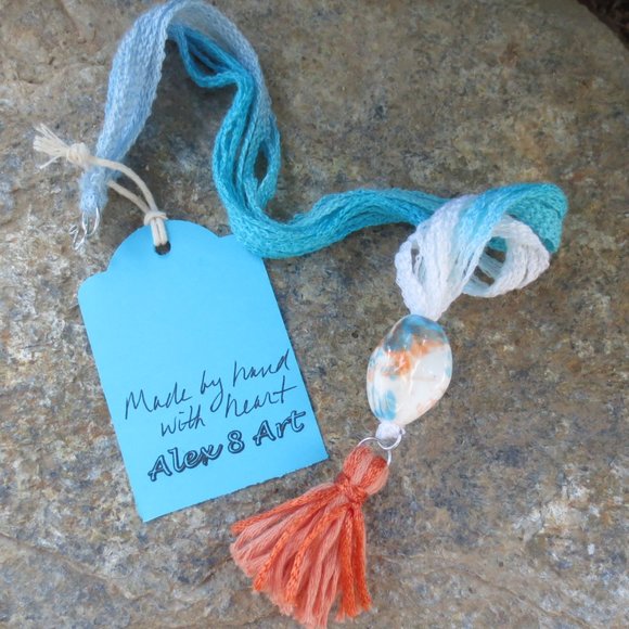 New Boho Fiber & Ceramic Hand Crafted Necklace - Picture 1 of 7